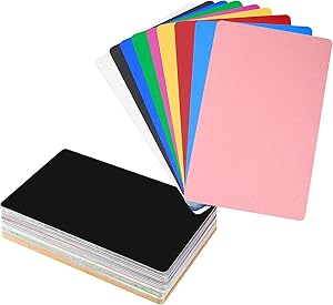 KEILEOHO 150 tarjetas de visita de aluminio en blanco, multicolor, 86 x 54 x 0,21 mm, tarjetas de visita de metal en blanco, tarjetas de visita en blanco para oficina, tarjetas de regalo, marcado